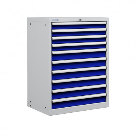 Polstore Cabinet - 10 Drawers 36x27EH - 100% Extension - Light Grey/Dark Blue - 717mm(W) x 572mm(D) x 1000mm(H)