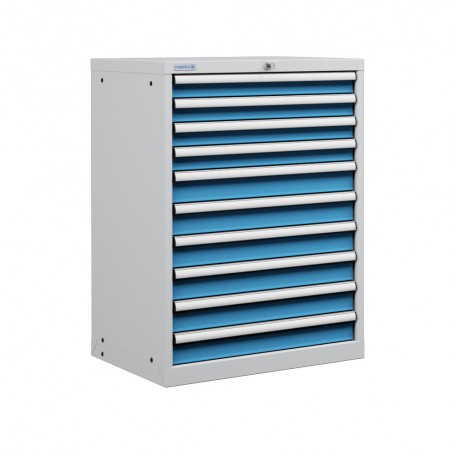 Polstore Cabinet - 10 Drawers 36x27EH - 100% Extension - Light Grey/Light Blue - 717mm(W) x 572mm(D) x 1000mm(H)