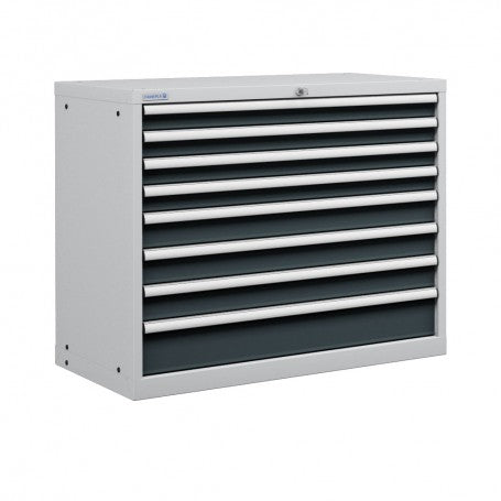 Polstore Cabinet - 8 Drawers 54x27EH - 100% Extension - Light Grey/Dark Grey - 1023mm(W) x 572mm(D) x 850mm(H)