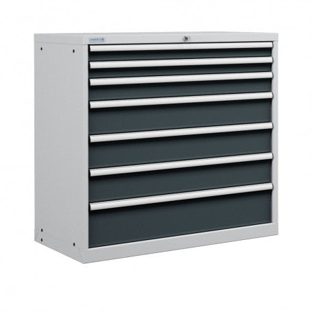 Polstore Cabinets - 7 Drawers 54x27EH - 100% Extension - Light Grey/Dark Grey - 1023mm(W) x 572mm(D) x 1000mm(H)