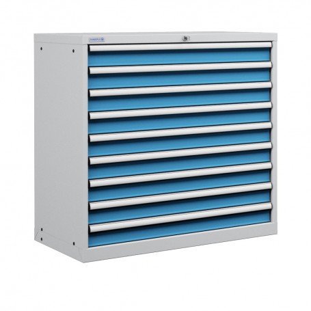 Polstore Cabinet - 9 Drawers 54x36EH - 100% Extension - Light Grey/Light Blue - 1023mm(W) x 725mm(D) x 1000mm(H)