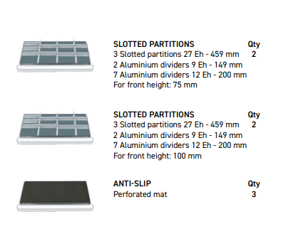 Polstore Cabinet Combo - 7 Drawers 45X27EH - 100% Extension - Light Blue - 870mm(w) x 850mm(h)