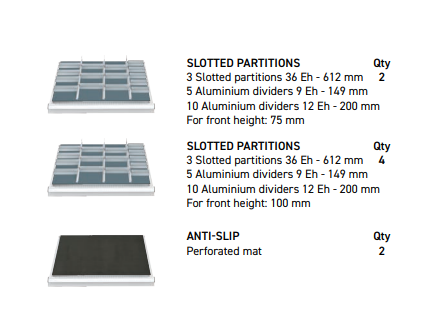 Polstore Cabinet Combo - 8 Drawers 45x36EH - 100% Extension - Light Grey/Dark Blue - 870mm(w) x 1000mm(h)
