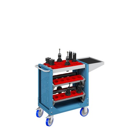 Polstore Tool Trolleys - With 4 Cradles and Supports - ISO/SK40 - Light Blue - 1077mm (W) x 508mm (D) x 826mm (H)