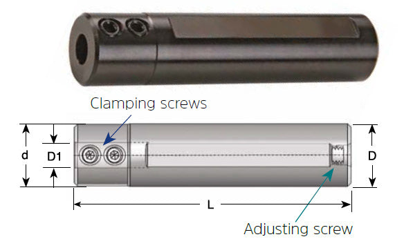 Carmex Tiny Tool Holder - Round Shank Holder to hold Carbide Small Boring Tool - 22mm Shank x 6mm Bore x 120mm OAL