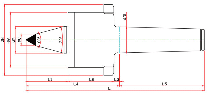 Widin Live Centre - High Speed Rotational - Carbide Tipped - Minimizes Bite Interference - Nut Type - SMPBCN Type - NO.5