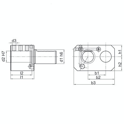 Omega Products VDI40 Double Boring Bar Holder - Right Hand - Type E7 - 40x40