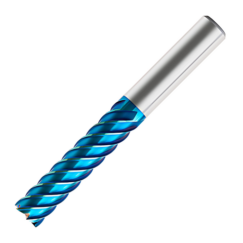 Europa Tools Carbide End Mill 6 Flute Extended Neck Extra Length - Square Edge - Finishing - Pulsar Blue - 16mm