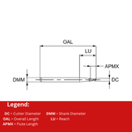 Europa Tools Carbide End Mill 2 Flute - Corner Radius - Miniature Extended Neck For Graphex - 1.2mm x 10mm x R0.1