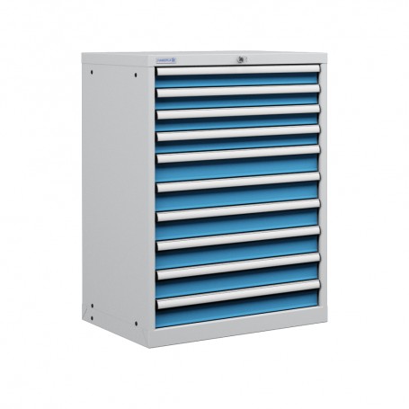 Polstore Cabinet Combo - 10 Drawers 36x27EH - 100% Extension - Light Grey/Light Blue - 717mm(w) x 1000mm(h)