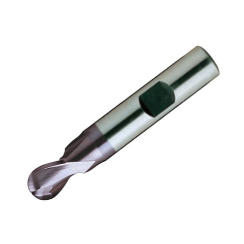 Europa Tools HSS-E End Mill - TiAlN Coated 2 Flute Ball Nose With Flatted Shank - 3mm