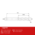 Europa Tools Carbide End Mill 3 Flute - Corner Radius For For Aluminium - Long Length Mastermill AL-HPC - 6mm x R0.5 thumbnail 2