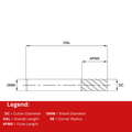 Europa Tools Carbide End Mill 6 Flute Square Edge - 45° Helix - Long Length - Pulsar XL - 6mm thumbnail 2
