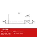 Europa Tools Carbide End Mill 2 Flute - Square Edge - Short Length For Aluminium - ALU XP - 12mm