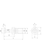 Omega Products Hass Pull Stud - Hollow - With O Ring - For Through Coolant - 45°