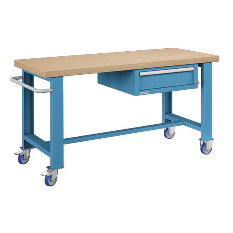 Polstore Standard Mobile Workbench - 1 Draw - Light Blue - 1500mm(W) x 750mm(D) x 908mm(H)