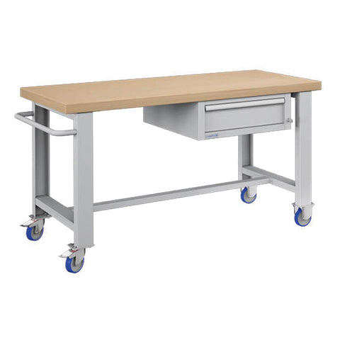 Polstore Standard Mobile Workbench - 1 Draw - Light Grey - 1500mm(W) x 750mm(D) x 908mm(H)