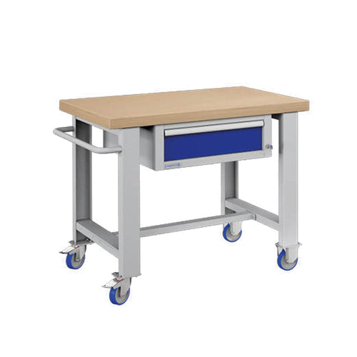 Polstore Standard Mobile Workbench - 1 Draw - Light Grey/Dark Blue - 1065mm(W) x 750mm(D) x 908mm(H)