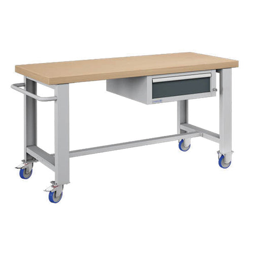 Polstore Standard Mobile Workbench - 1 Draw - Light Grey/Dark Grey - 1500mm(W) x 750mm(D) x 908mm(H)