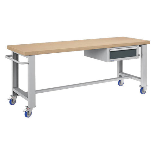 Polstore Standard Mobile Workbench - 1 Draw - Light Grey/Dark Grey - 2065mm(W) x 750mm(D) x 908mm(H)