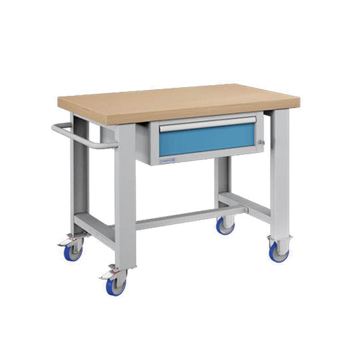 Polstore Standard Mobile Workbench - 1 Draw - Light Grey/Light Blue - 1065mm(W) x 750mm(D) x 908mm(H)