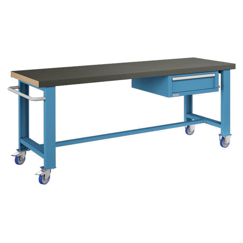 Polstore Standard Mobile Workbench - 1 Draw & Rubber Cover - Light Blue - 2065mm(W) x 750mm(D) x 908mm(H)