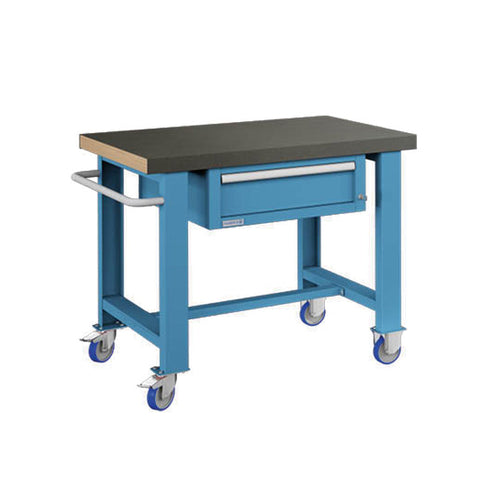 Polstore Standard Mobile Workbench - 1 Draw & Rubber Cover - Light Blue - 1065mm(W) x 750mm(D) x 908mm(H)