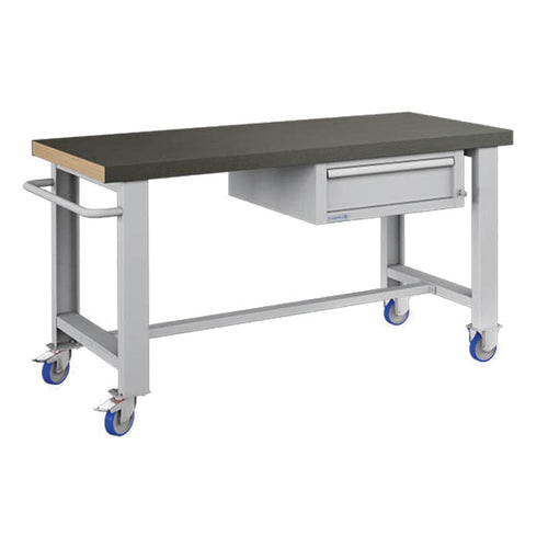 Polstore Standard Mobile Workbench - 1 Draw & Rubber Cover - Light Grey - 1500mm(W) x 750mm(D) x 908mm(H)