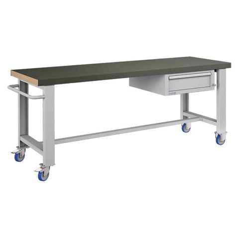 Polstore Standard Mobile Workbench - 1 Draw & Rubber Cover - Light Grey - 2065mm(W) x 750mm(D) x 908mm(H)