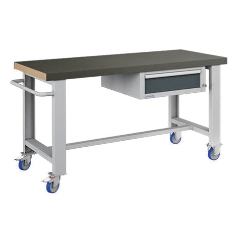 Polstore Standard Mobile Workbench - 1 Draw & Rubber Cover - Light Grey/Dark Grey - 1500mm(W) x 750mm(D) x 908mm(H)