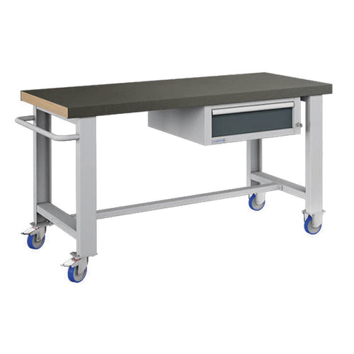 Polstore Standard Mobile Workbench - 1 Draw & Rubber Cover - Light Grey/Dark Grey - 1500mm(W) x 750mm(D) x 908mm(H)