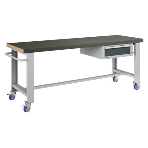 Polstore Standard Mobile Workbench - 1 Draw & Rubber Cover - Light Grey/Dark Grey - 2065mm(W) x 750mm(D) x 908mm(H)