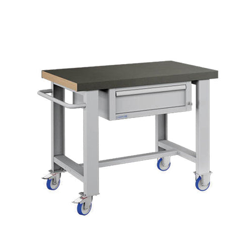 Polstore Standard Mobile Workbench - 1 Draw & Rubber Cover - Light Grey - 1065mm(W) x 750mm(D) x 908mm(H)