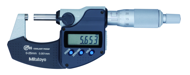 Mitutoyo Digimatic Micrometers IP65 with Ratchet Thimble 0-1", Ratched Thimble, with Output