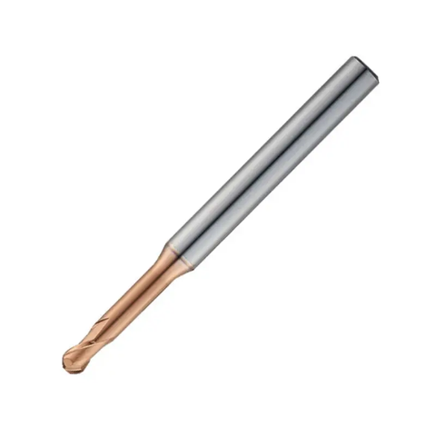 Vortex Long Neck Ball Nose 2 Flute End Mill - TiSiN Coated - 0.6mm Cutter Dia x 2mm Reach