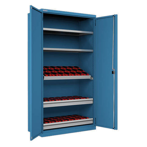 Polstore CNC Hinged Cabinet - With 2 Adjustable Shelves - ISO/SK40 - Light Blue - 1026mm(W) x 555mm(D) x 2000mm(H)