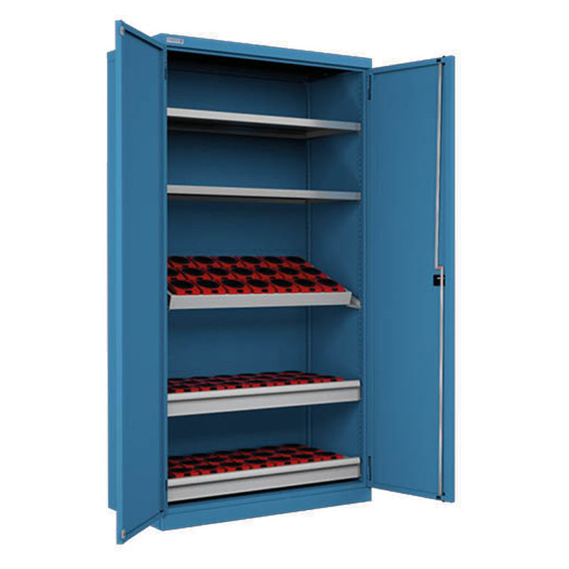 Polstore CNC Hinged Cabinet - With 2 Adjustable Shelves - No Toolholders - Light Blue - 1026mm(W) x 555mm(D) x 2000mm(H)