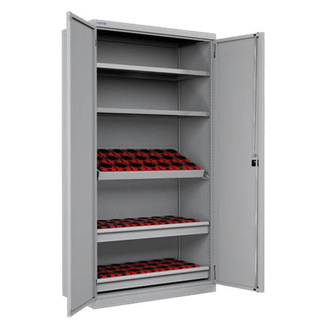 Polstore CNC Hinged Cabinet - With 2 Adjustable Shelves - No Toolholders - Light Grey - 1026mm(W) x 555mm(D) x 2000mm(H)
