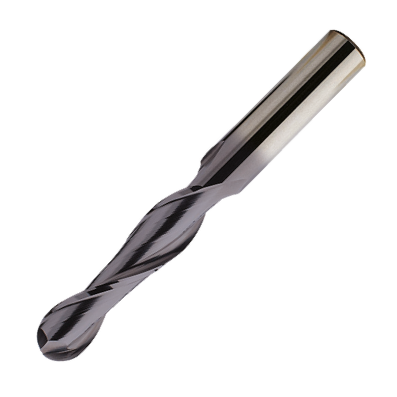 Europa Tools Carbide End Mill 2 Flute TiAlN Coated - Ball Nose - Long Length - K30 - 3mm