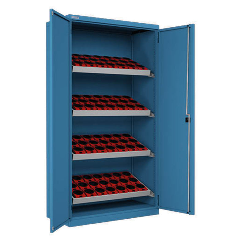 Polstore CNC Hinged Cabinet - 4 Tool Holder Frames - No Toolholders - Light Blue - 1026mm(W) x 555mm(D) x 2000mm(H)