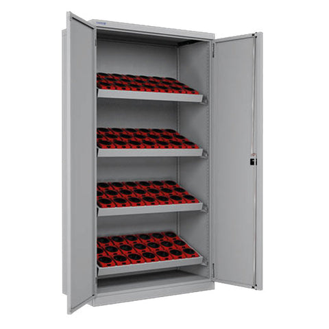 Polstore CNC Hinged Cabinet - 4 Tool Holder Frames - ISO/SK40 - Light Grey - 1026mm(W) x 555mm(D) x 2000mm(H)