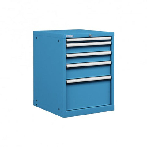 Polstore Cabinet - 5 Drawers 27x36EH - 100% Extension - Light Blue - 564mm(W) x 725mm(D) x 800mm(H)