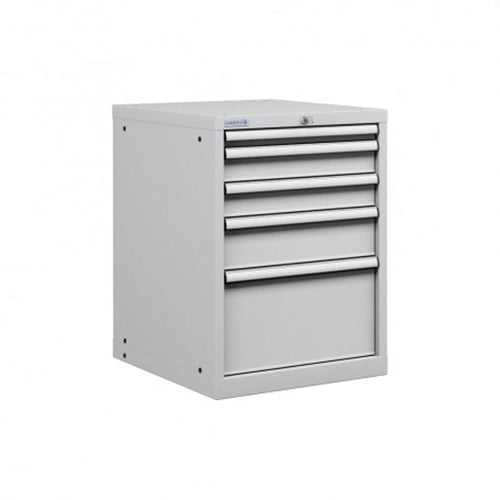 Polstore Cabinet - 5 Drawers 27x36EH - 100% Extension - Light Grey - 564mm(W) x 725mm(D) x 800mm(H)