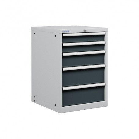 Polstore Cabinet - 5 Drawers 27x36EH - 100% Extension - Light Grey/Dark Grey - 564mm(W) x 725mm(D) x 850mm(H)