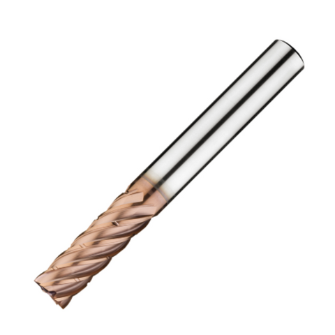 ITC Carbide End Mill Square Edge 6054 - 6 Flute 38° Helix With Roll Relief Harmonic Fluting, Coating & Chipbreakers - Steels & Exotics - 8mm
