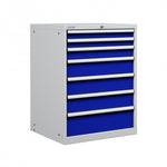 Polstore Cabinet Combo - 7 Drawers 36x36EH - 100% Extension - Light Grey./Dark Blue - 717mm(w) x 1000mm(h)