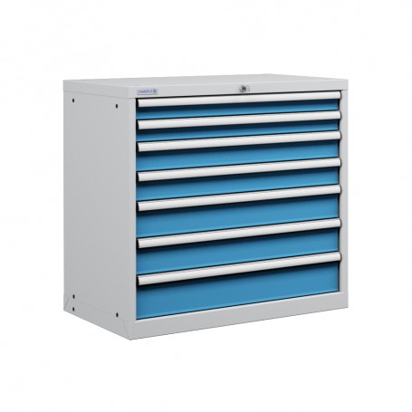 Polstore Cabinet Combo - 7 Drawers 45X27EH - 100% Extension - Light Grey/Light Blue - 870mm(w) x 850mm(h)