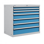 Polstore Cabinet Combo - 7 Drawers 54x27EH - 100% Extension - Light Grey/Light Blue - 1023mm(w) x 1000mm(h)