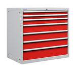 Polstore Cabinet Combo - 7 Drawers 54x27EH - 100% Extension - Light Grey/Red - 1023mm(w) x 1000mm(h)