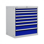 Polstore Cabinet Combo - 8 Drawers 45x36EH - 100% Extension - Light Grey/Dark Blue - 870mm(w) x 1000mm(h)